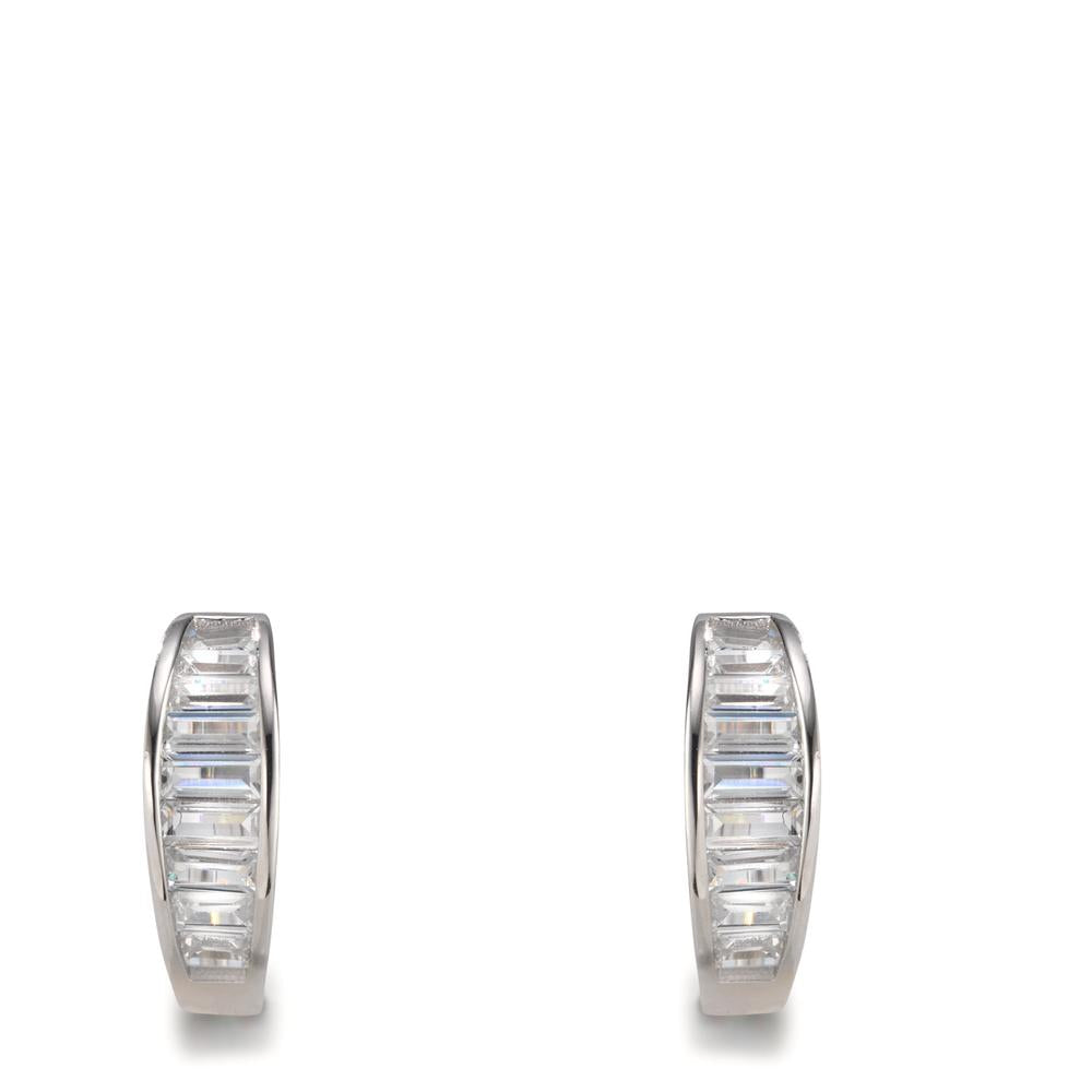 Hinged hoop Silver Zirconia Rhodium plated