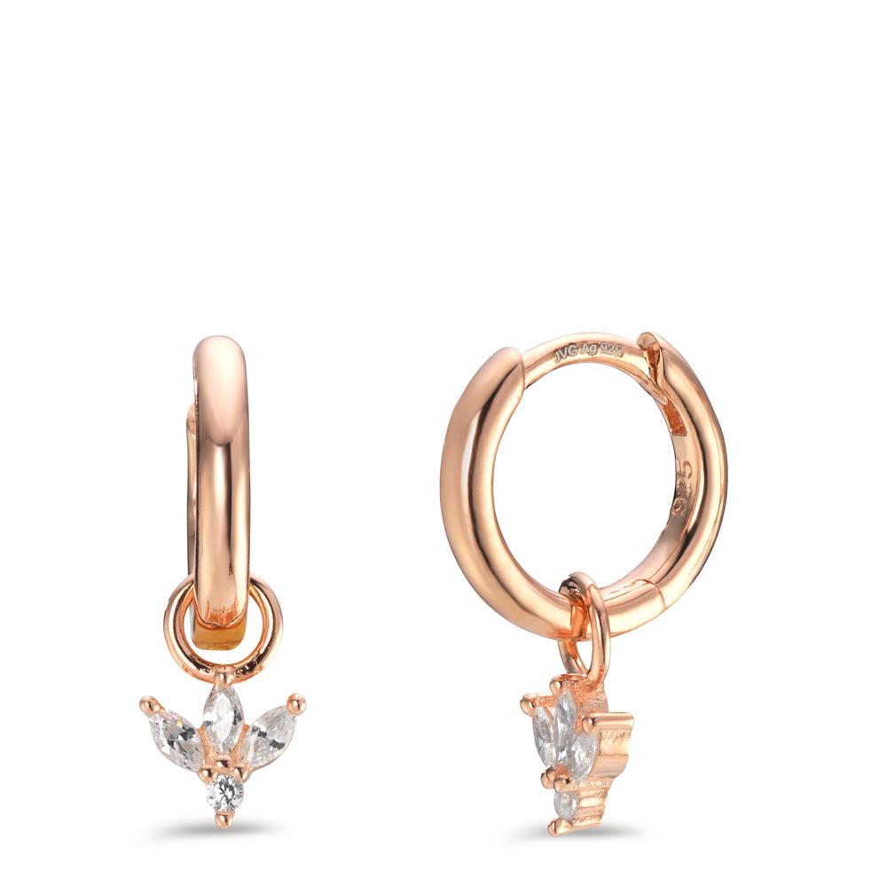 Hinged hoop Silver Zirconia 8 Stones Rose Gold plated