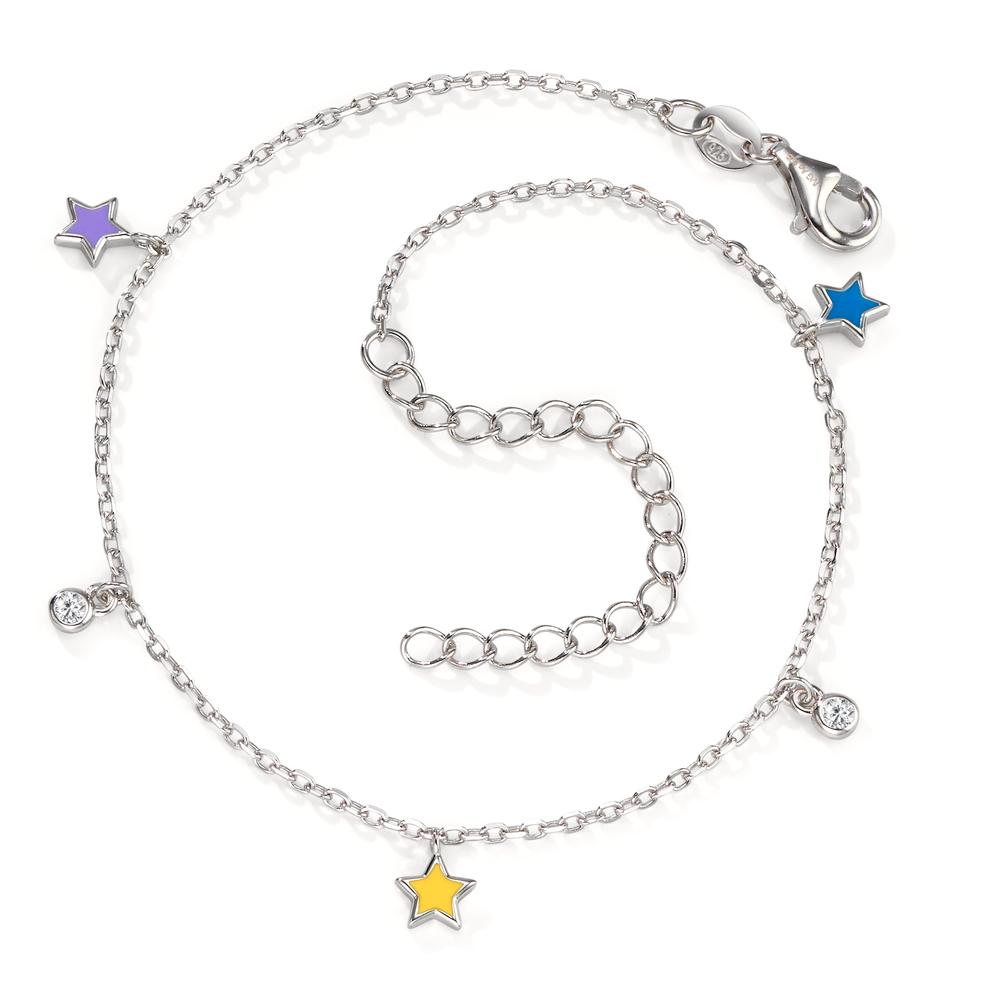 Anklet Silver Zirconia 2 Stones Rhodium plated Star 21-26 cm