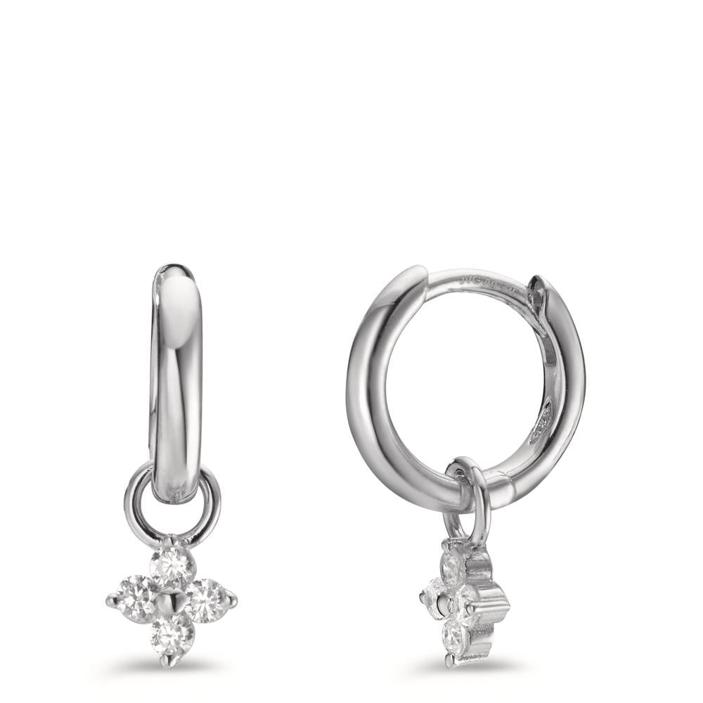 Hinged hoop Silver Zirconia 8 Stones Rhodium plated