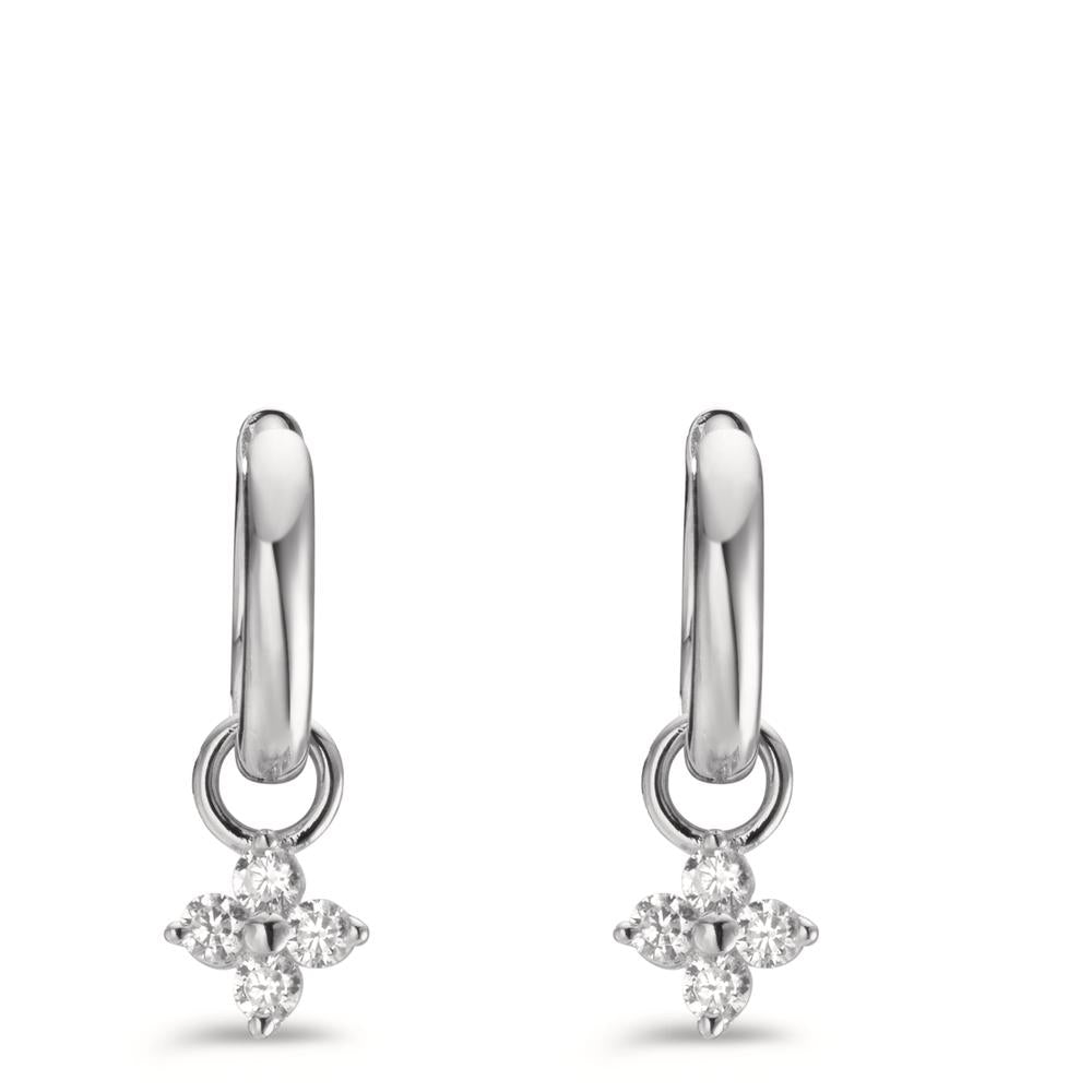 Hinged hoop Silver Zirconia 8 Stones Rhodium plated