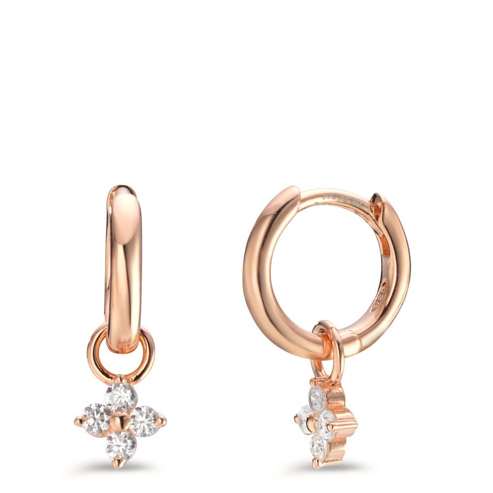 Hinged hoop Silver Zirconia 8 Stones Rose Gold plated