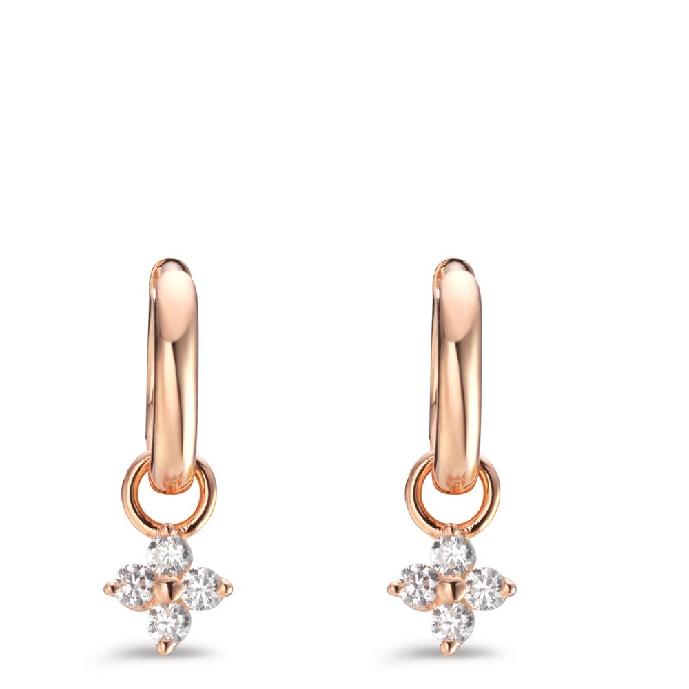 Hinged hoop Silver Zirconia 8 Stones Rose Gold plated