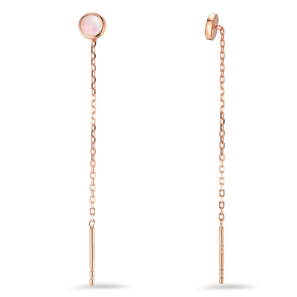 Threader Earrings Silver Rose Gold plated Mother of pearl Ø5 mm