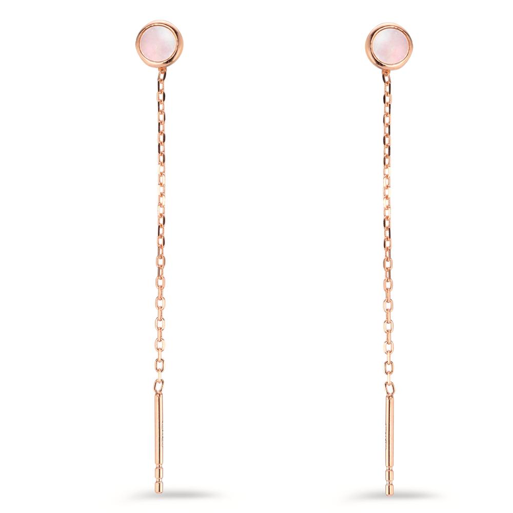 Threader Earrings Silver Rose Gold plated Mother of pearl Ø5 mm