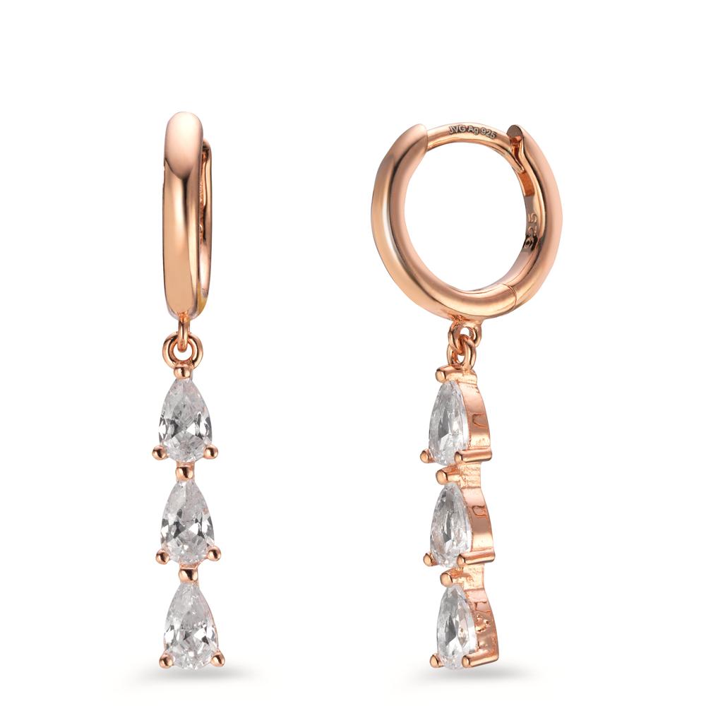 Hinged hoop Silver Zirconia 6 Stones Rose Gold plated