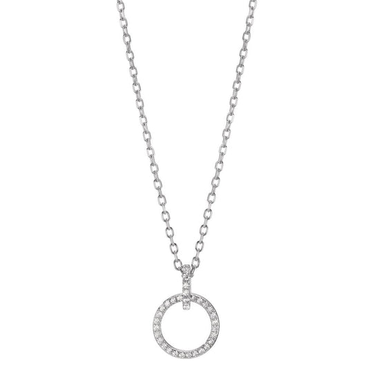 Necklace with pendant Silver Zirconia Rhodium plated 40-45 cm