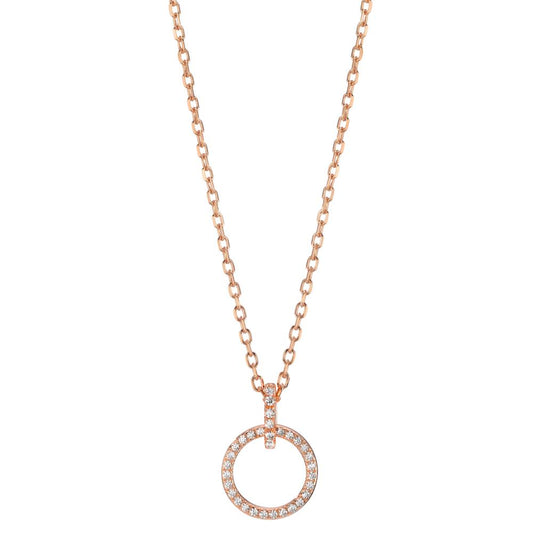 Necklace with pendant Silver Zirconia Rose Gold plated 40 cm