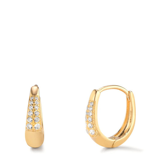 Hinged hoop Silver Zirconia Yellow Gold plated