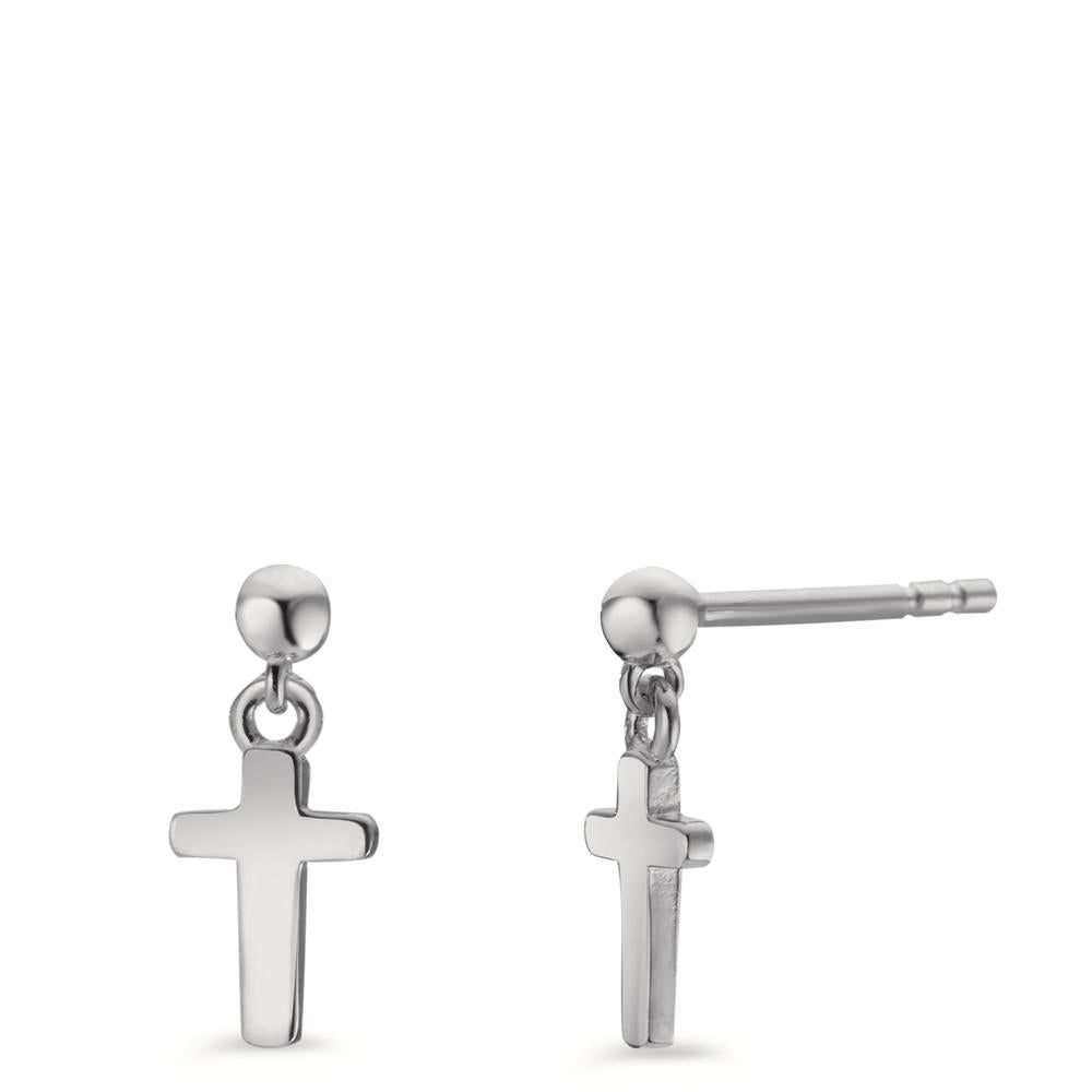 Drop Earrings Silver Rhodium plated Cross