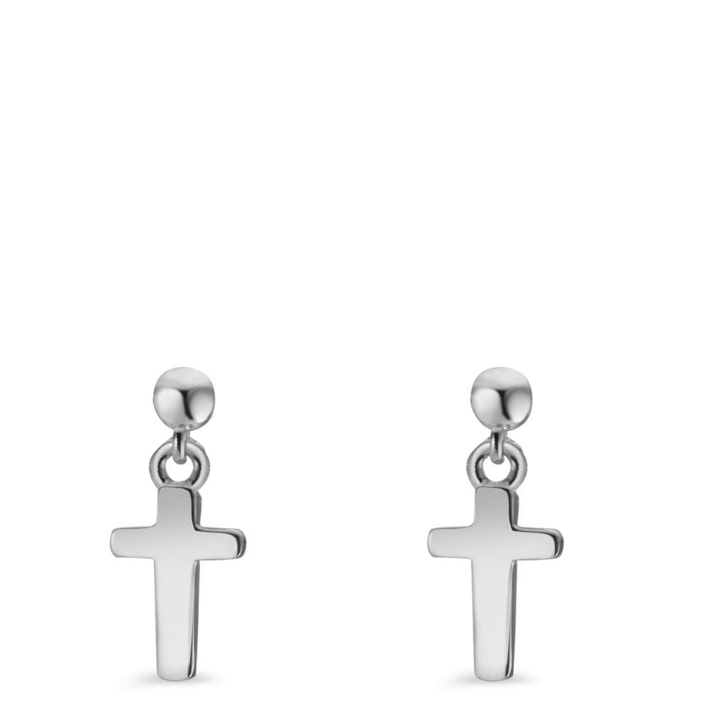 Drop Earrings Silver Rhodium plated Cross