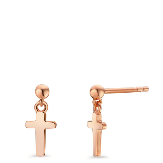 Drop Earrings Silver Rose Gold plated Cross