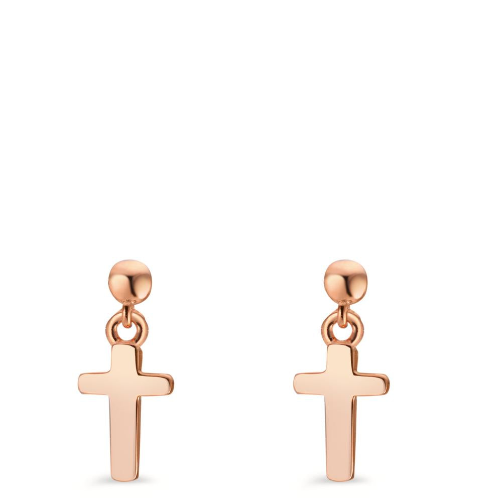 Drop Earrings Silver Rose Gold plated Cross