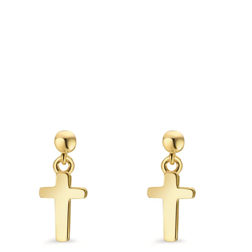 Drop Earrings Silver Yellow Gold plated Cross