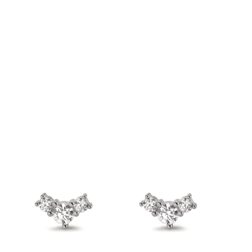 Stud earrings Silver Zirconia 6 Stones Rhodium plated