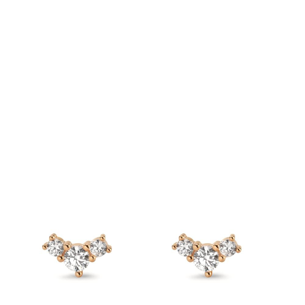 Stud earrings Silver Zirconia 6 Stones Rose Gold plated