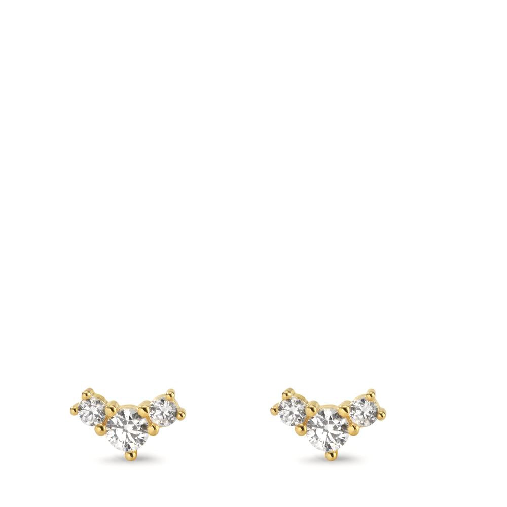 Stud earrings Silver Zirconia 6 Stones Yellow Gold plated