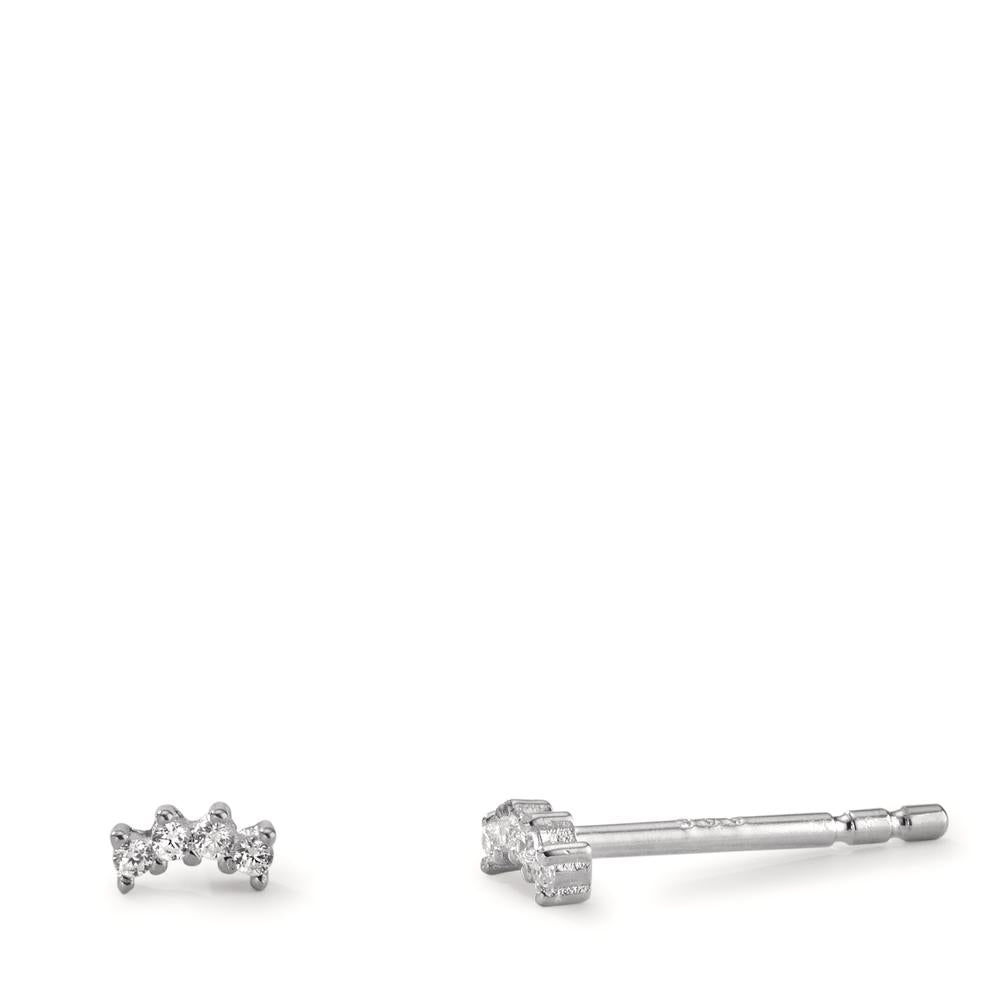 Stud earrings Silver Zirconia 8 Stones Rhodium plated