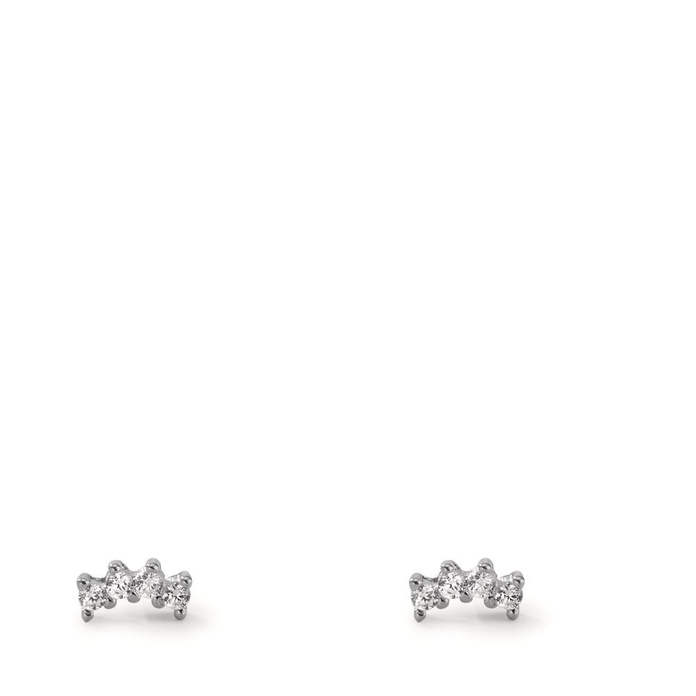 Stud earrings Silver Zirconia 8 Stones Rhodium plated