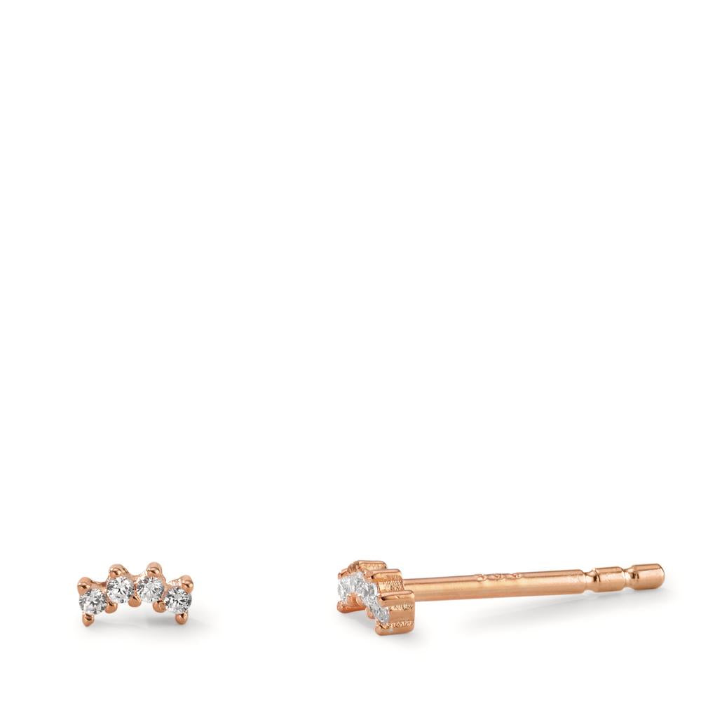 Stud earrings Silver Zirconia 8 Stones Rose Gold plated