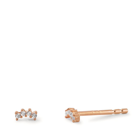 Stud earrings Silver Zirconia 8 Stones Rose Gold plated