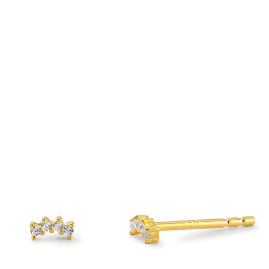 Stud earrings Silver Zirconia 8 Stones Yellow Gold plated