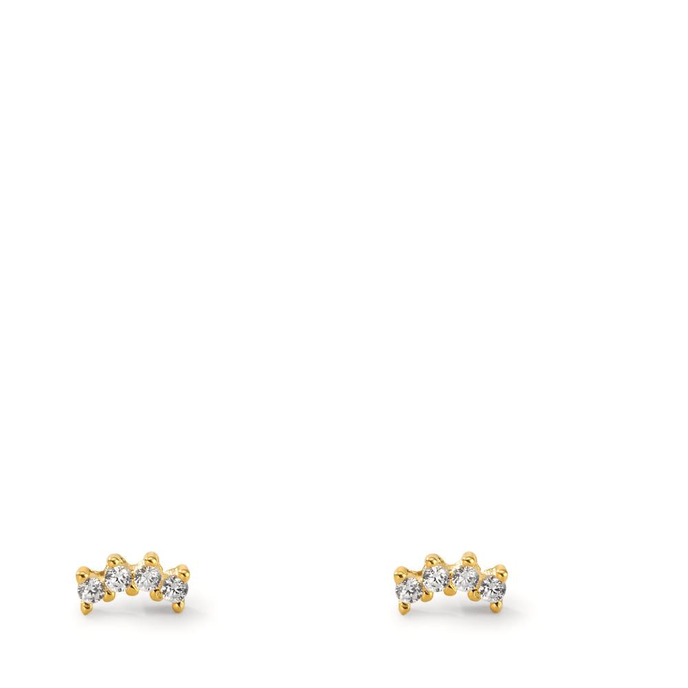 Stud earrings Silver Zirconia 8 Stones Yellow Gold plated