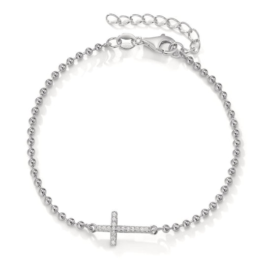 Bracelet Silver Zirconia 17 Stones Rhodium plated Cross 16-19 cm