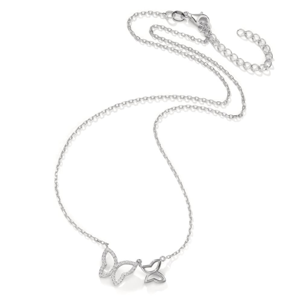 Necklace Silver Zirconia Rhodium plated Butterfly 40-45 cm