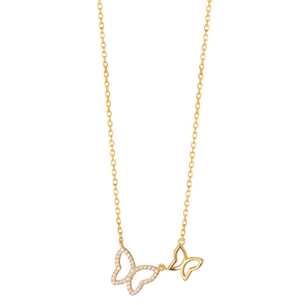 Necklace Silver Zirconia Yellow Gold plated Butterfly 40-45 cm