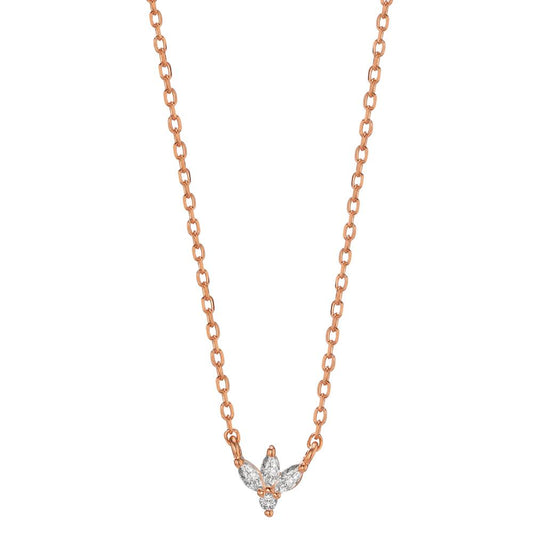 Necklace Silver Zirconia 4 Stones Rose Gold plated 38-42 cm