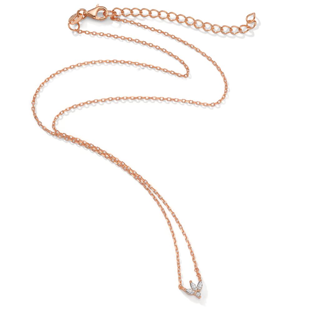 Necklace Silver Zirconia 4 Stones Rose Gold plated 38-42 cm