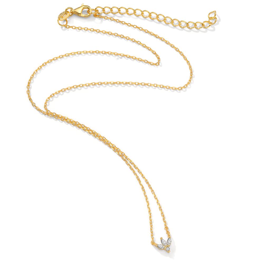 Necklace Silver Zirconia 4 Stones Yellow Gold plated 38-42 cm