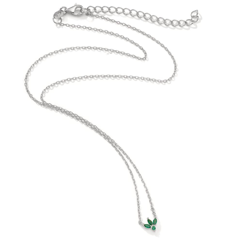 Necklace Silver Zirconia Green, 4 Stones Rhodium plated 38-42 cm