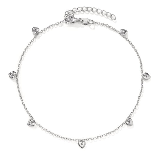 Anklet Silver Rhodium plated Heart 23-27 cm