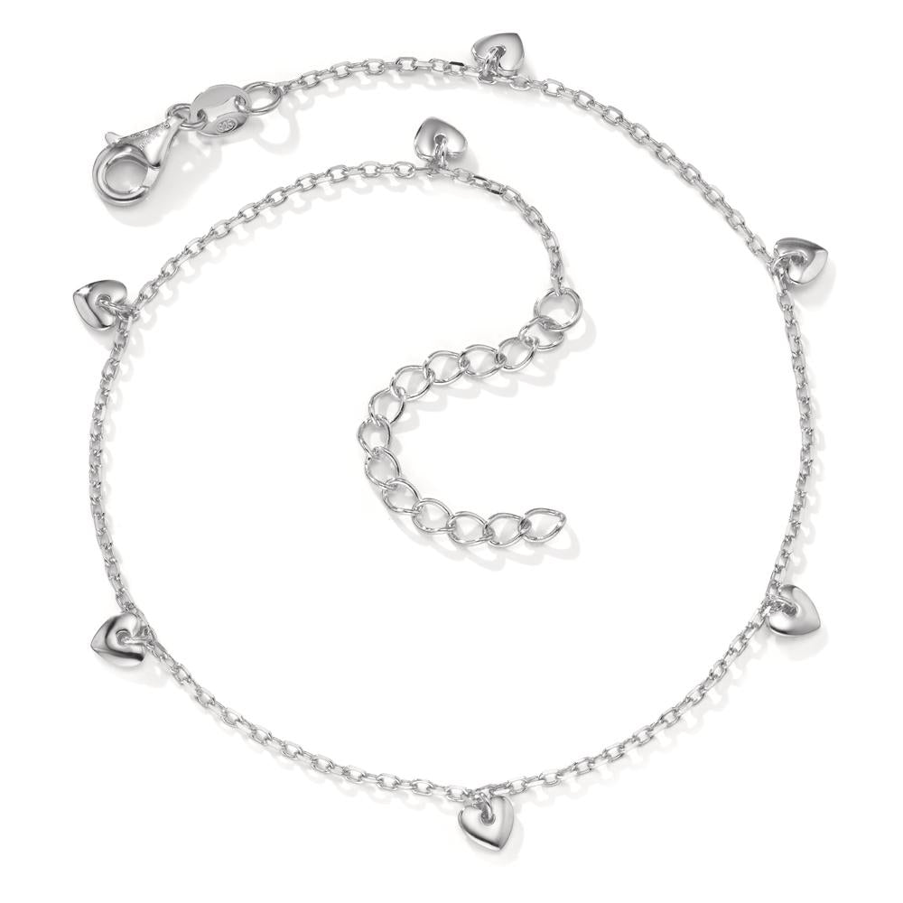 Anklet Silver Rhodium plated Heart 23-27 cm