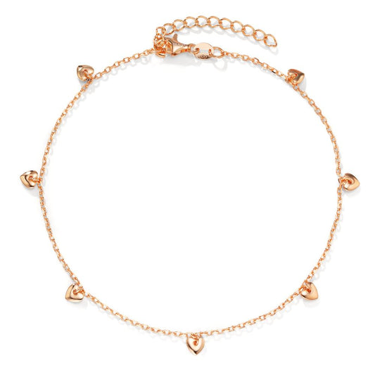 Anklet Silver Rose Gold plated Heart 23-27 cm