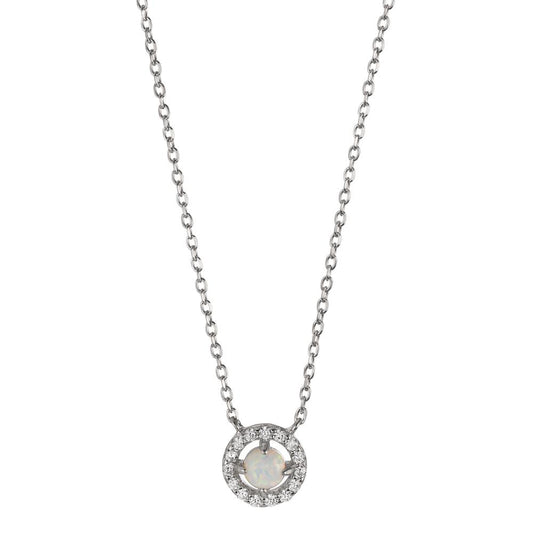 Necklace Silver Zirconia, Synthetic Opal Rhodium plated 42-45 cm