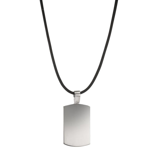 Necklace with pendant Stainless steel, Leather 50 cm