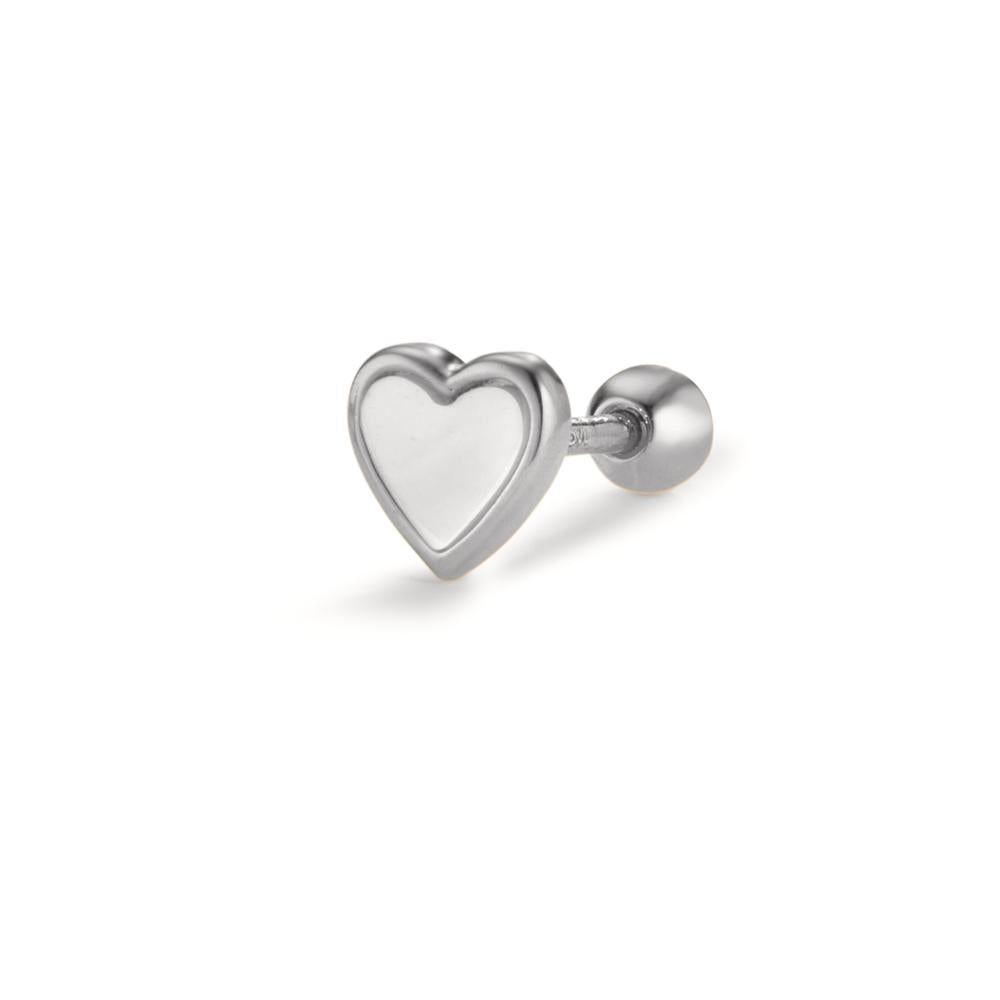 Piercing Silver Rhodium plated Mother of pearl Heart Ø5.3 mm