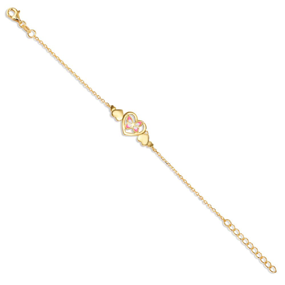 Bracelet Silver Yellow Gold plated Butterfly 14-17 cm