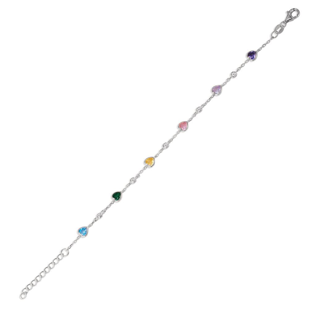 Bracelet Silver Zirconia Colorful, 11 Stones Rhodium plated 16-19 cm