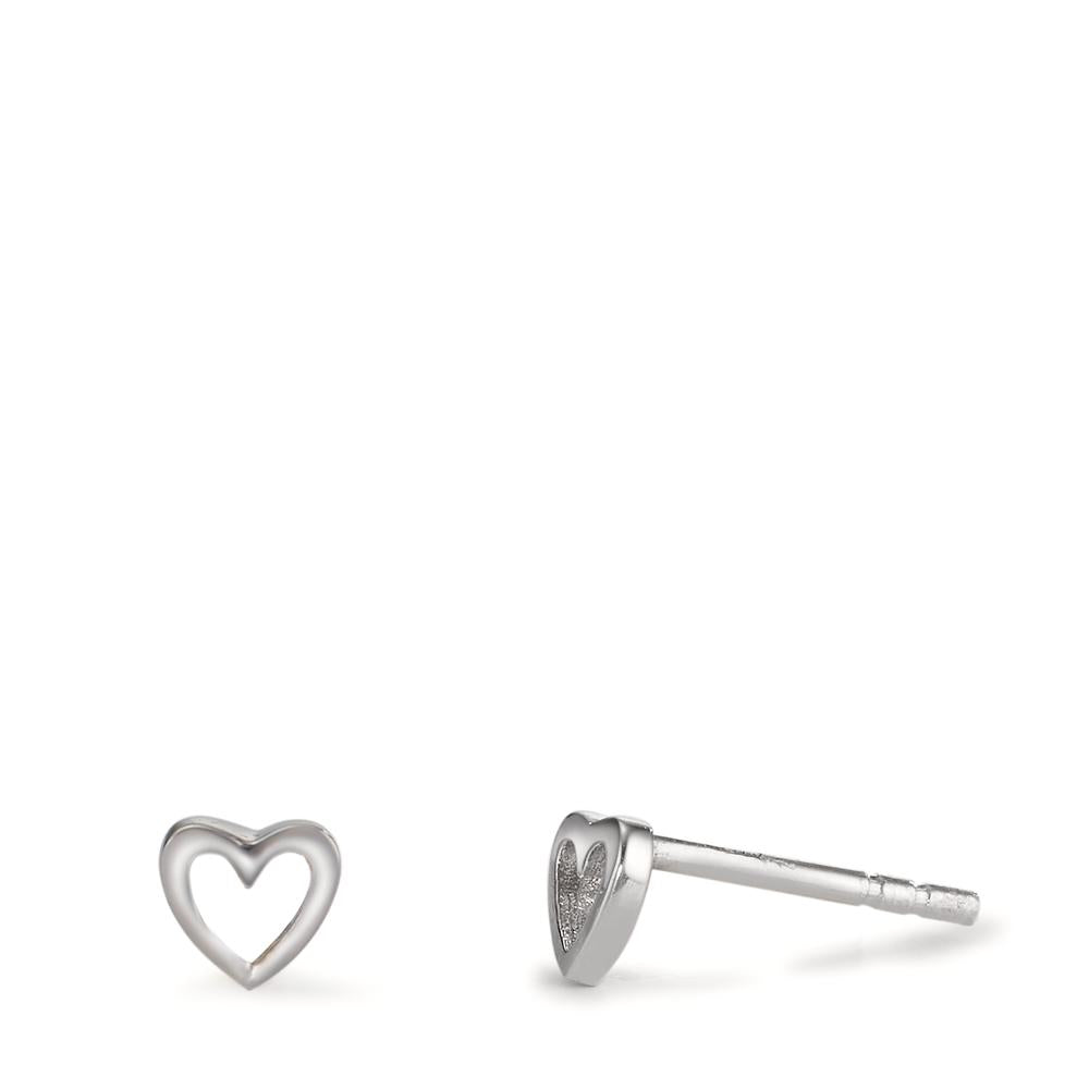 Stud earrings Silver Rhodium plated Heart Ø5.5 mm