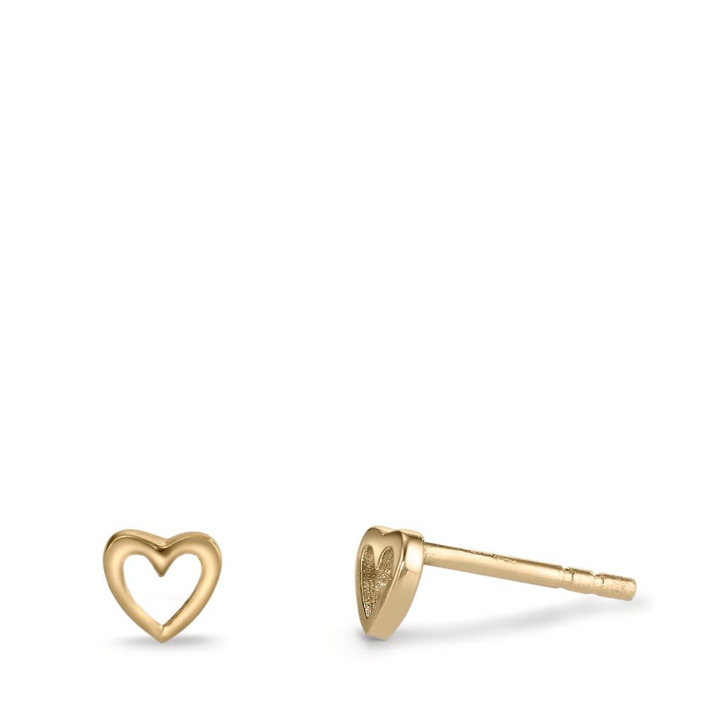 Stud earrings Silver Yellow Gold plated Heart Ø5.5 mm