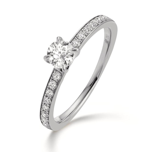 Solitaire ring Platinum 950 Diamond 0.50 ct, 19 Stones, w-si