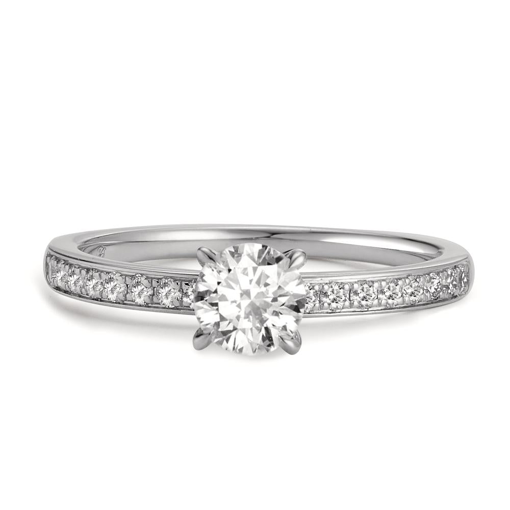 Solitaire ring Platinum 950 Diamond 0.65 ct, 19 Stones, w-si