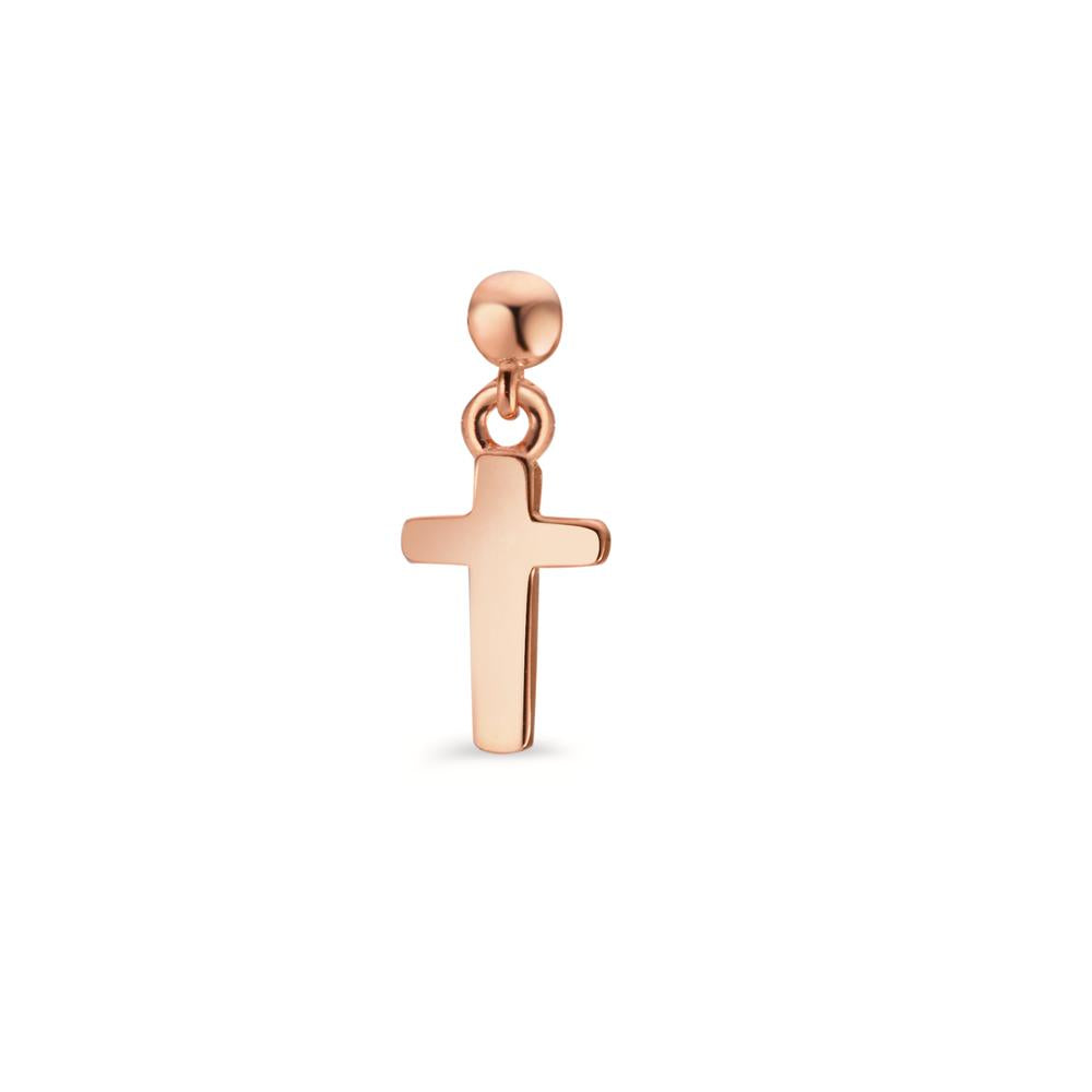 Single stud earring Silver Rose Gold plated Cross