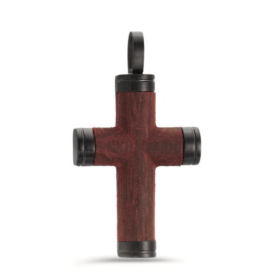 Pendant Stainless steel Black IP coated Cross