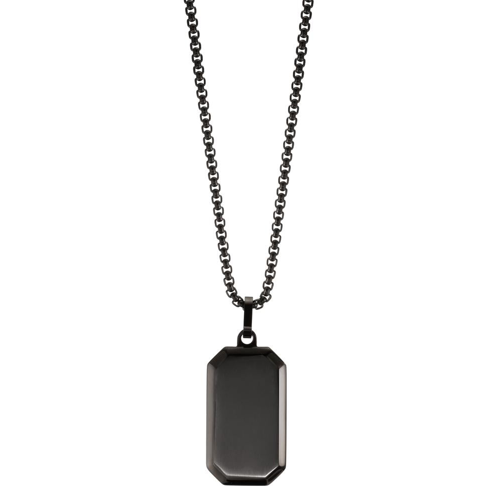 Necklace with pendant Stainless steel Black IP coated 55 cm