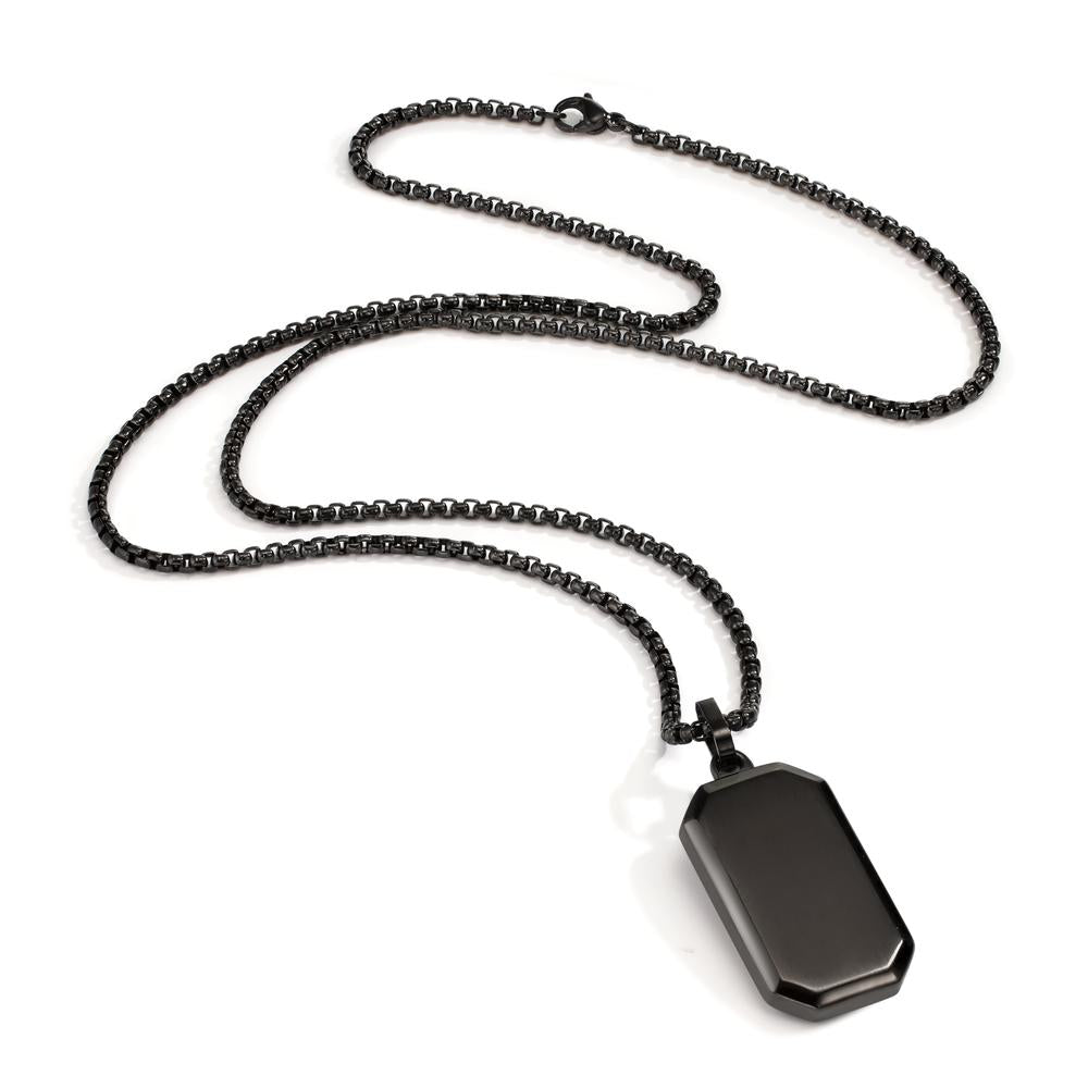 Necklace with pendant Stainless steel Black IP coated 55 cm